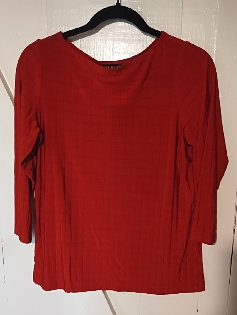 Women's Red Grid-Pattern Long Sleeve Tunic Top Oversized XS Nice Condition.